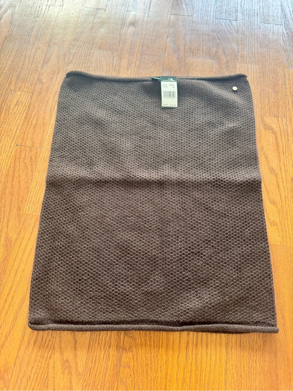 Ralph Lauren Dark Brown Textured Cashmere Snood Scarf